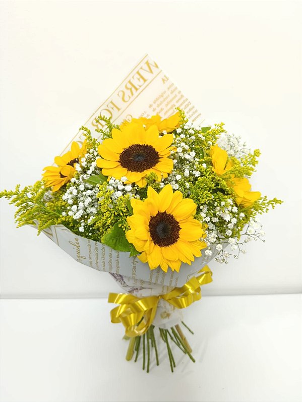 Buquê de 5 (Cinco) Girassóis – Premium