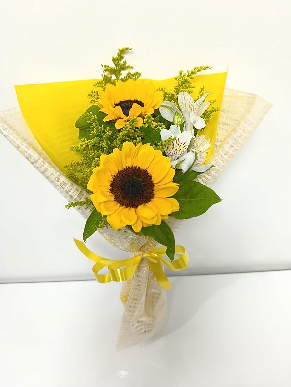 Buquê Ramalhete de 2 (Dois) Girassóis – Encanto Solar