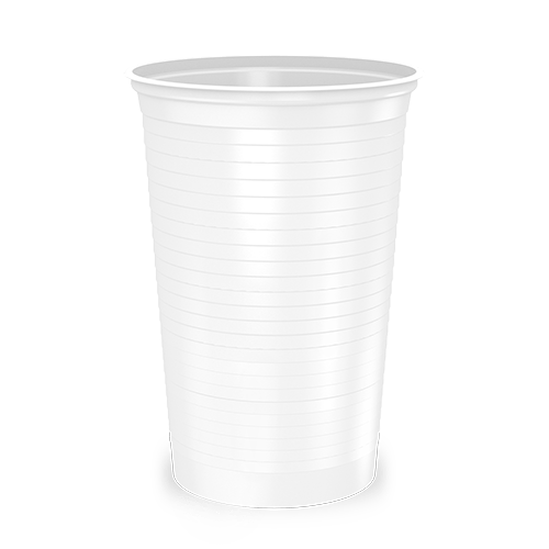 Copo Plastico 400ml Branco PS - c/ 50un