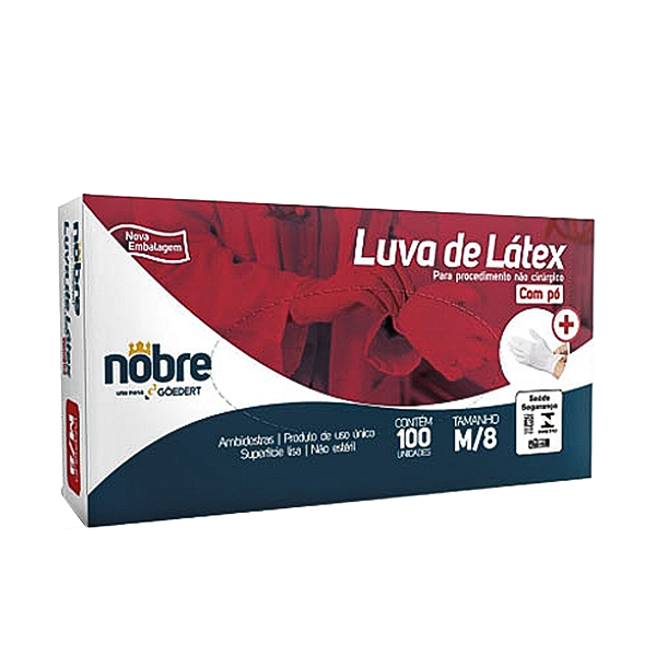 Luva de Procedimento Látex c/ Pó - Tam. Médio c/ 100un