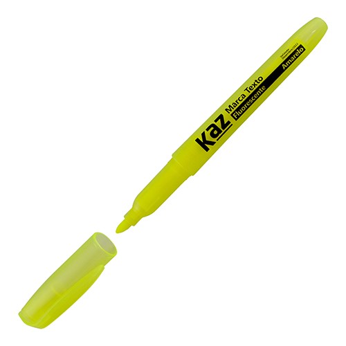 Caneta Pincel Marca Texto Amarelo Kaz