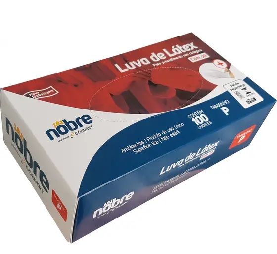 Luva de Procedimento Látex Contra Agentes Quim. c/ Pó - Tam. Pequeno c/ 100un