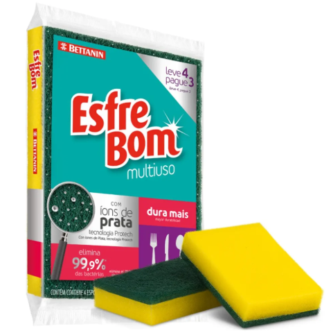 Esponja Dupla Face c/ 4 un Esfrebom