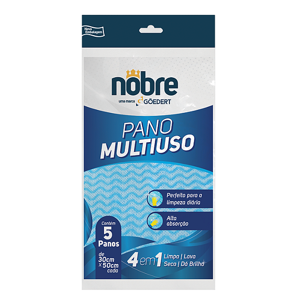 Pano Multiuso Azul c/ 5 panos de 30x50cm Nobre