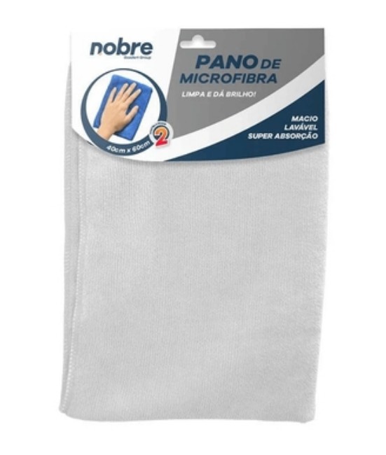 Pano Multiuso Microfibra Cinza 40x60cm c/ 2un Nobre