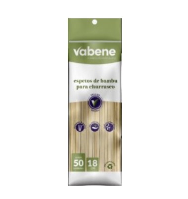 Espeto Palito de Bambu para Churrasco - Hambúrguer 18 cm c/ 50un Vabene
