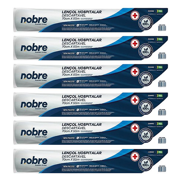 Lençol Hospitalar Extra Luxo 70cmx50m c/ 6  Rolos Nobre