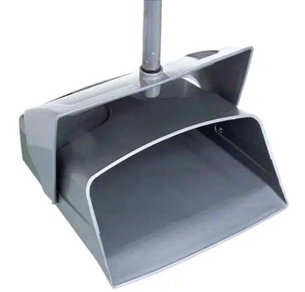 Pá para Lixo Plástica c/ Coletor - Cinza - Cabo Longo - SuperPro