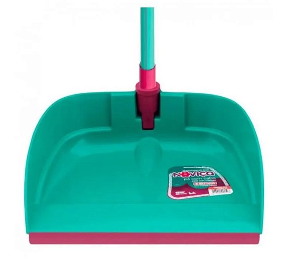 Pá para Lixo Plástica c/ Silicone e Cabo Longo Noviça