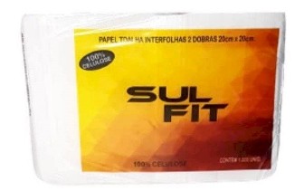 Papel Toalha Interfolhada 100% Celulose Branco 20x20cm 18gm² c 1000fls SULFIT