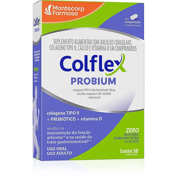 🔥 Colflex PROBIUM Colágeno Tipo II 40mg 30 comprimidos - Compre 1 e Ganhe 8