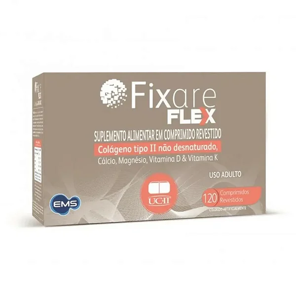 Fixare FLEX Colágeno tipo II não desnaturado, Cálcio, Magnésio, Vitamina D & Vitamina K 120 comprimidos revestidos.