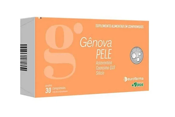 Gênova PELE Astaxantina, Coenzima Q10, Silício 30 comprimidos.