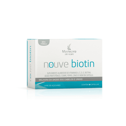 Nouve Biotin Vitaminas A, C, D, E, Biotina, Ácido Pantotênico, Cobre, Ferro, Zinco e MSM 30 cápsulas.