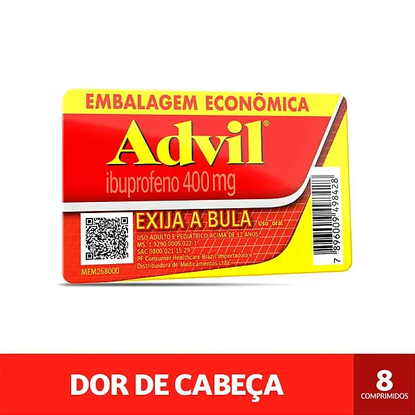 Advil 400mg 8 comprimidoss