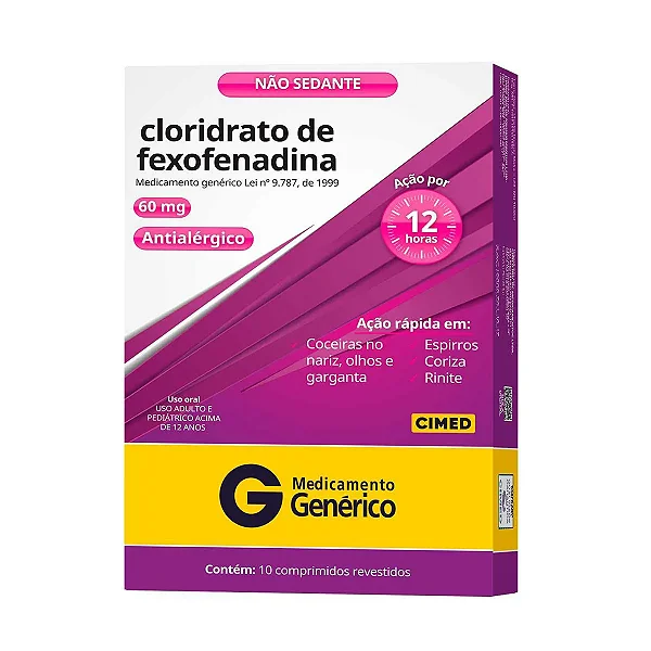 Cloridrato De Fexofenadina 60mg 10 comprimidoss