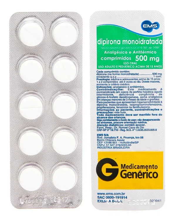 Dipirona 500mg 10 comprimidos