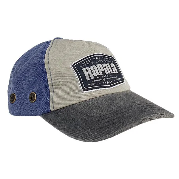 BONE RAPALA - AZUL-CINZA E BEGE *TECIDO