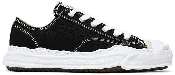 TÊNIS MAISON MIHARA YASUHIRO HANK OG SOLE CANVAS LOW BLACK WHITE