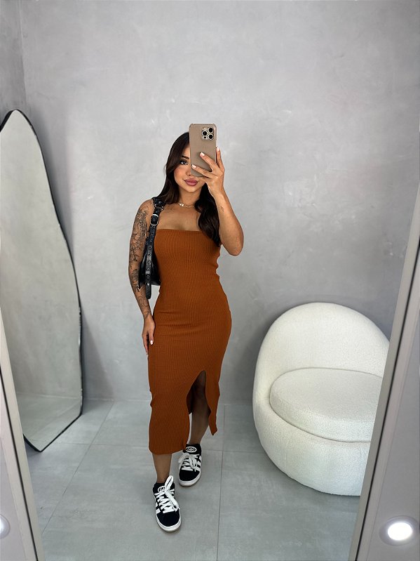 VESTIDO LIZ MARROM