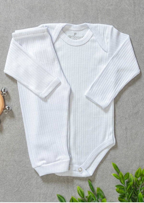 CONJUNTO BODY BEBÊ ALGODÃO CANELADO