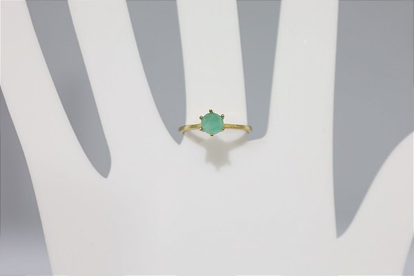 Anel de Esmeralda em prata banhado a ouro