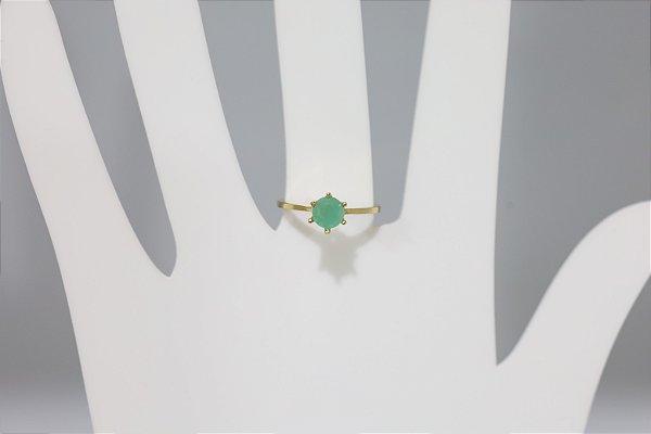 Anel de Esmeralda em prata banhado a ouro