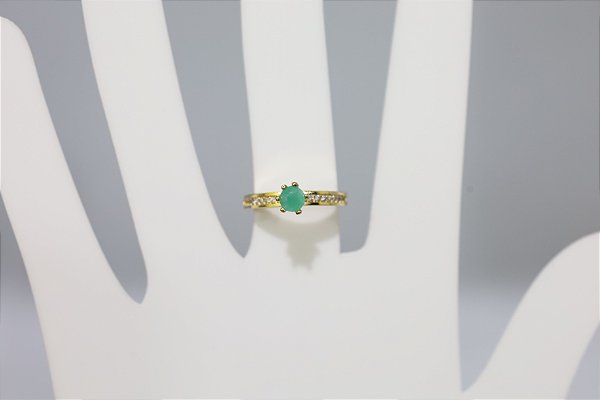 Anel de Esmeralda em prata banhado a ouro