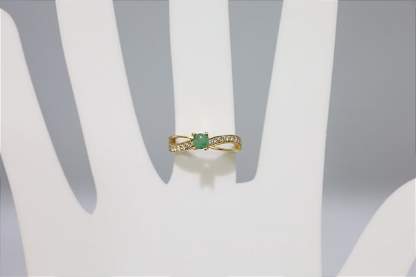 Anel de Esmeralda em prata banhado a ouro