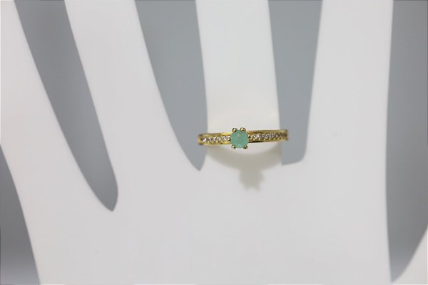 Anel de Esmeralda em prata banhado a ouro