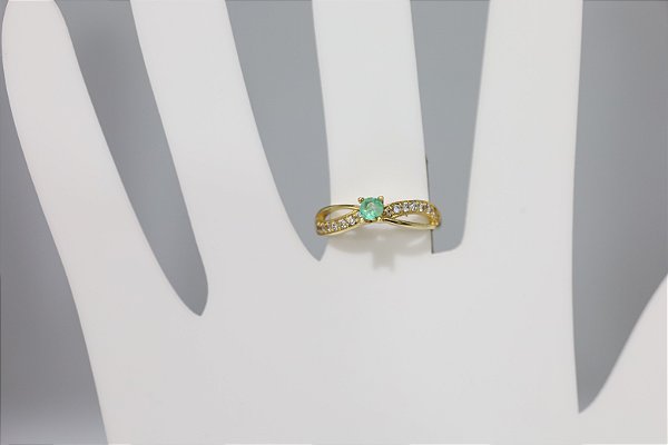 Anel de Esmeralda em prata banhado a ouro