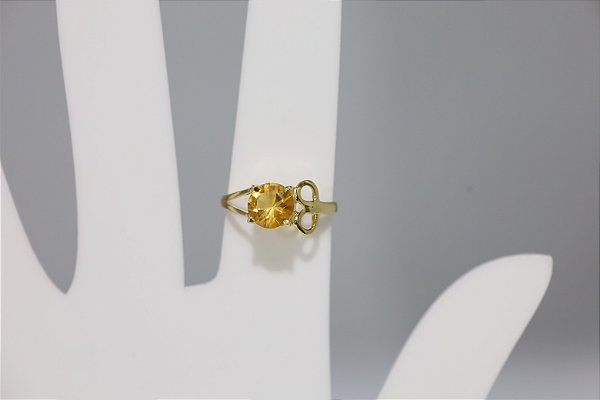 Anel de prata banhado a ouro com citrino natural