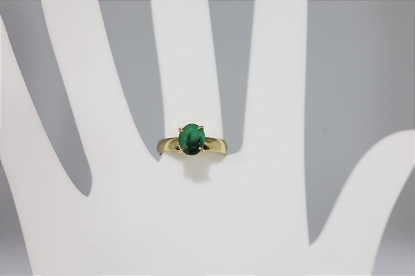 Anel de prata banhado a ouro com esmeralda natural