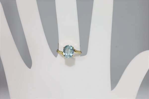 Anel de prata banhado a ouro com topazio natural