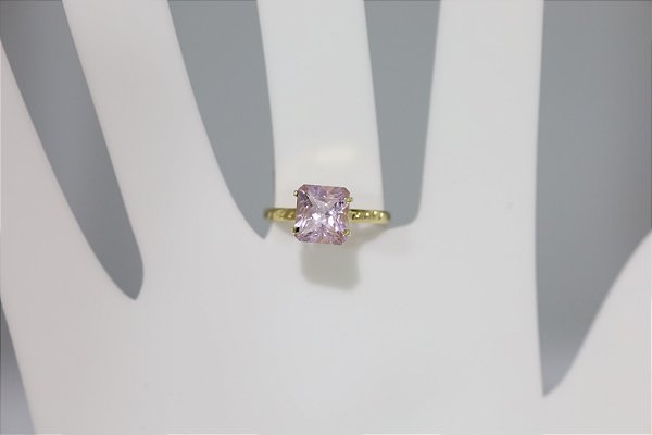 Anel de ametista natural em prata banhado a ouro