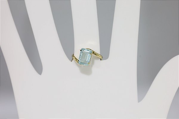 Anel de agua topazio em prata banhado a ouro