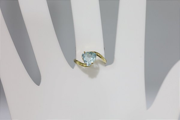 Anel de topazio natural em prata banhado a ouro