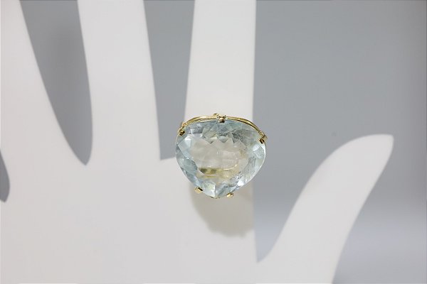 Anel de topazio natural em prata banhado a ouro, ajustavel