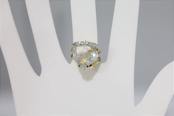 Anel de topazio natural em prata banhado a ouro