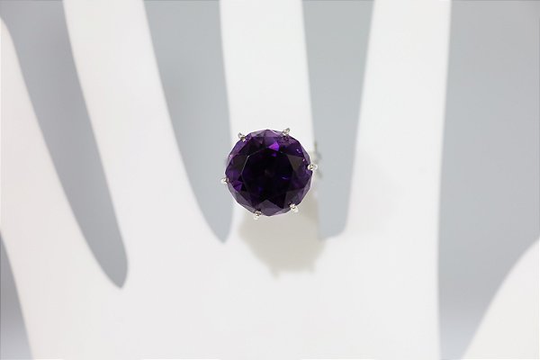 Anel de ametista natural em prata