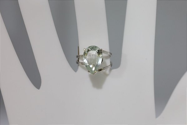 Anel de prasiolita natural em prata