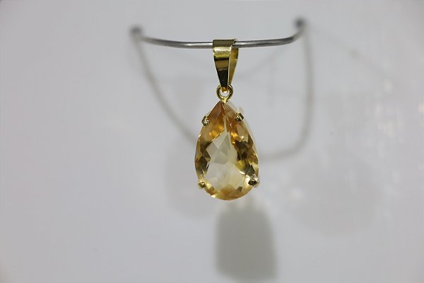 Pingente em prata banhado a ouro com Citrino natural