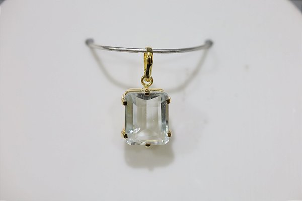 Pingente em prata banhado a ouro com Topazio natural