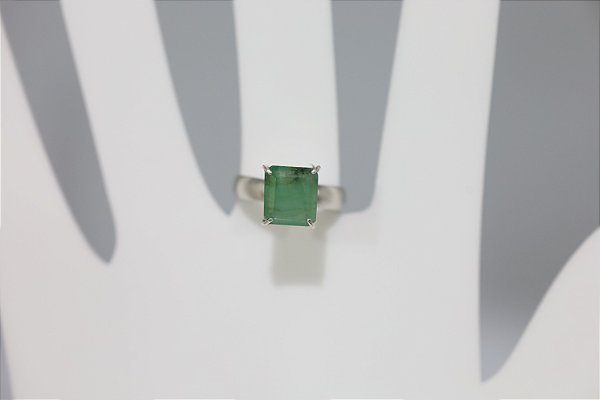 Anel de Esmeralda natural em prata