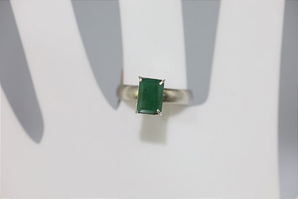 Anel de Esmeralda natural em prata