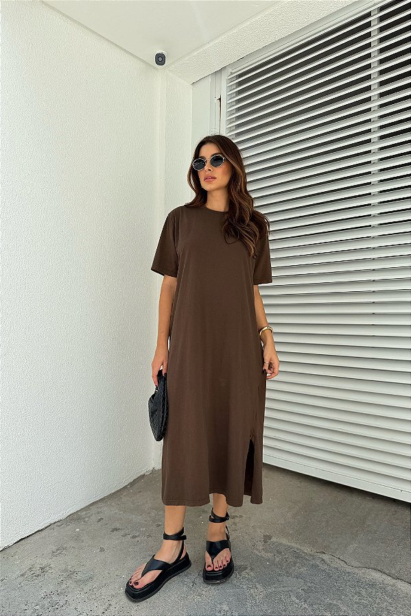 VESTIDO LONGO ZARA MARROM MOCHA