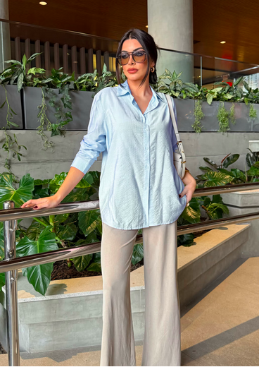 CAMISA DE VISCOLINHO AZUL CLARO