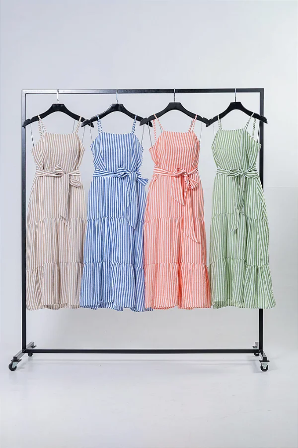 VESTIDO MARINA LISTRADO BEGE