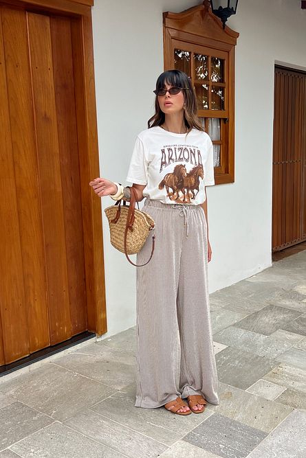 CALÇA LISTRA PANTALONA MARROM