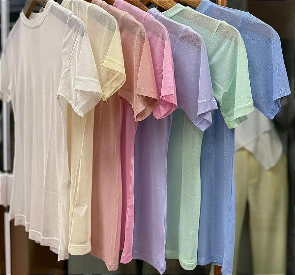 BLUSA TULE MANGA CURTA AZUL CÉU